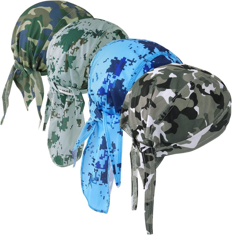 DOCILA 4 Pcs Do Rags Skull Caps for Men Fashion Sweat Wicking Helmet Liner Beanie Breathable Motorcycle Cycling Sports Cap - Image 1